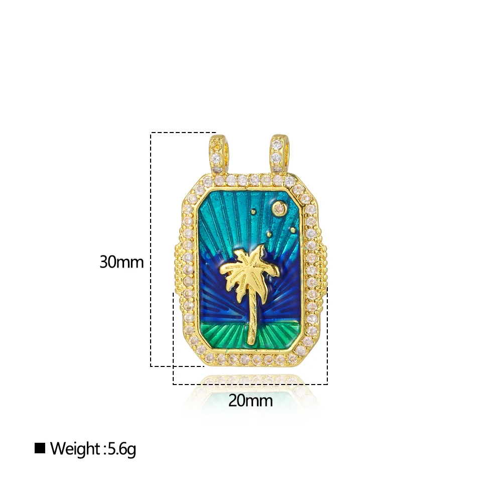 1 Pcs Europe and The United States Vintage Copper Plated 18k Rainbow Love Tarot Card Necklace Pendant Accessories DIY Jewellery