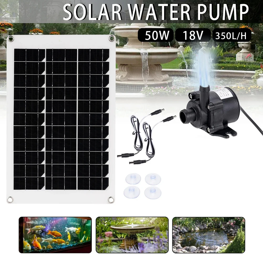 50W 12V Brushless Solar Water Pump Kit 350L/H Silent Submersible Garden Fountain Household Improvement Solar Power Replacement