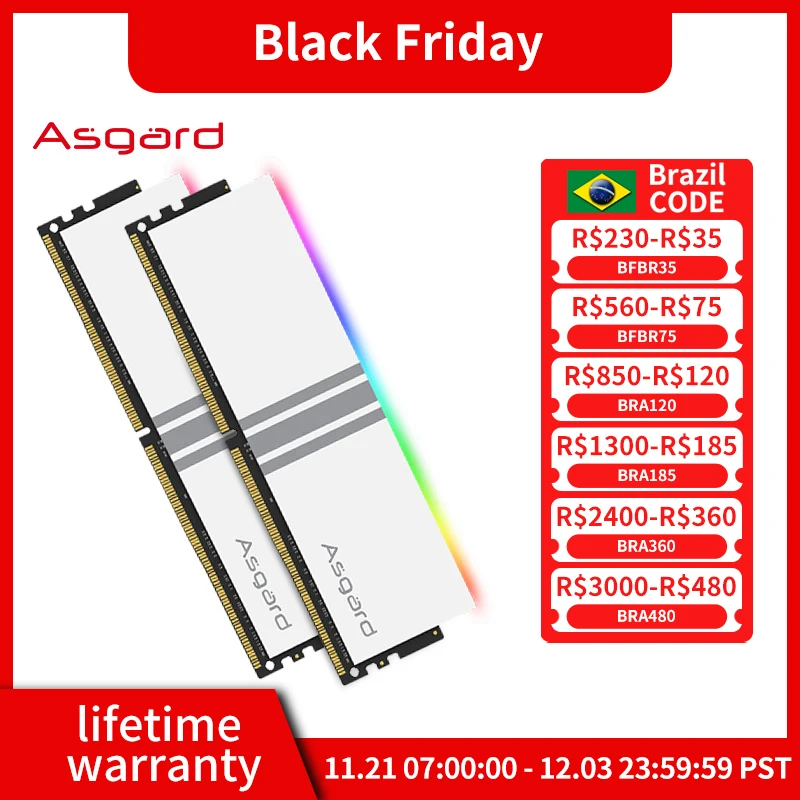 Asgard  ram ddr 4 8GBx2 3600MHz memoriam DDR4 RGB RAM Valkyrie Series RGB RAM Polar White ddr4 Memory Ram for Desktop