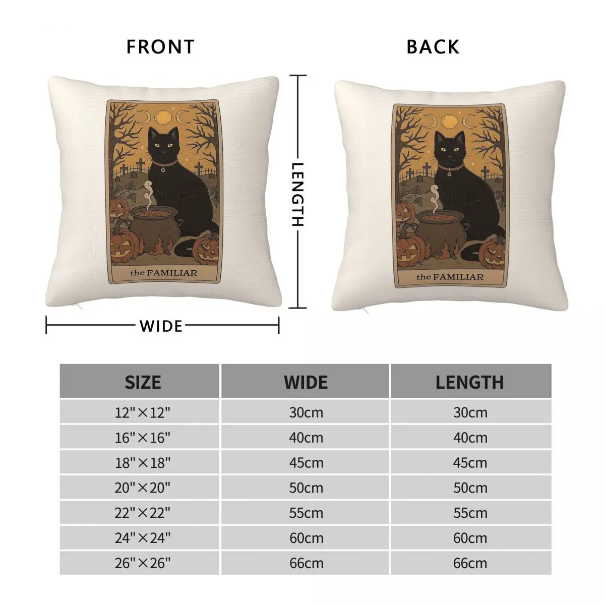The Familiar Cat Tarot Pillowcase Polyester Linen Velvet Printed Zip Decor Throw Pillow Case Car Cushion Cover