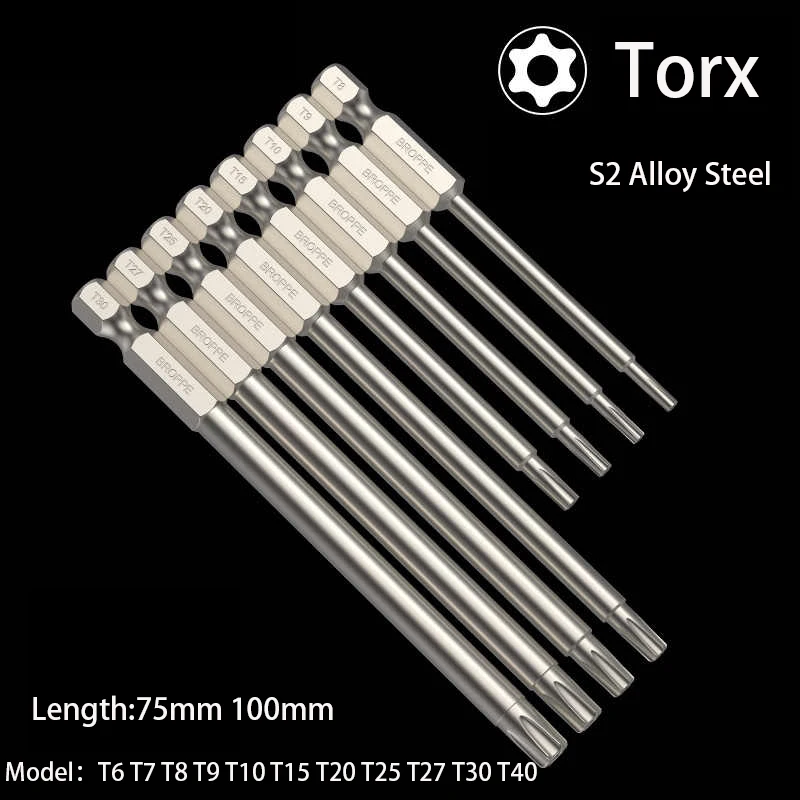 

T6 T7 T8 T10 T15 T20 - T40 Torx Screwdriver Set 1/4 Inch Strong Magnetic Batch Head Drill Bit S2 Alloy Steel Screw Driver Bit