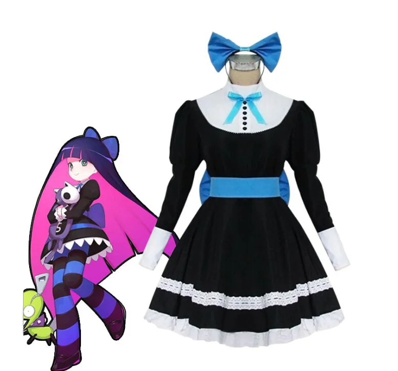 Panty & Stocking with Garterbelt Heroine Anarchy Stocking Black Dress Cosplay Costume Lolita Dress Halloween cosplay costume