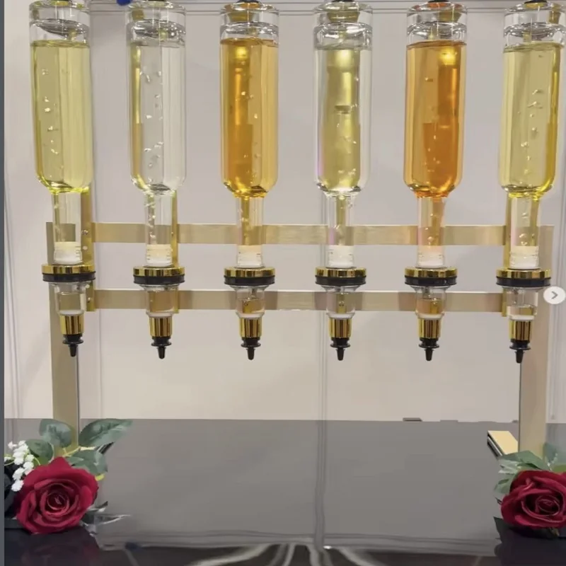 Luxury Golden Perfume Dispenser Rack, Wedding DIY Scent Experience Bar, 6-8 Heads Glass Bottle