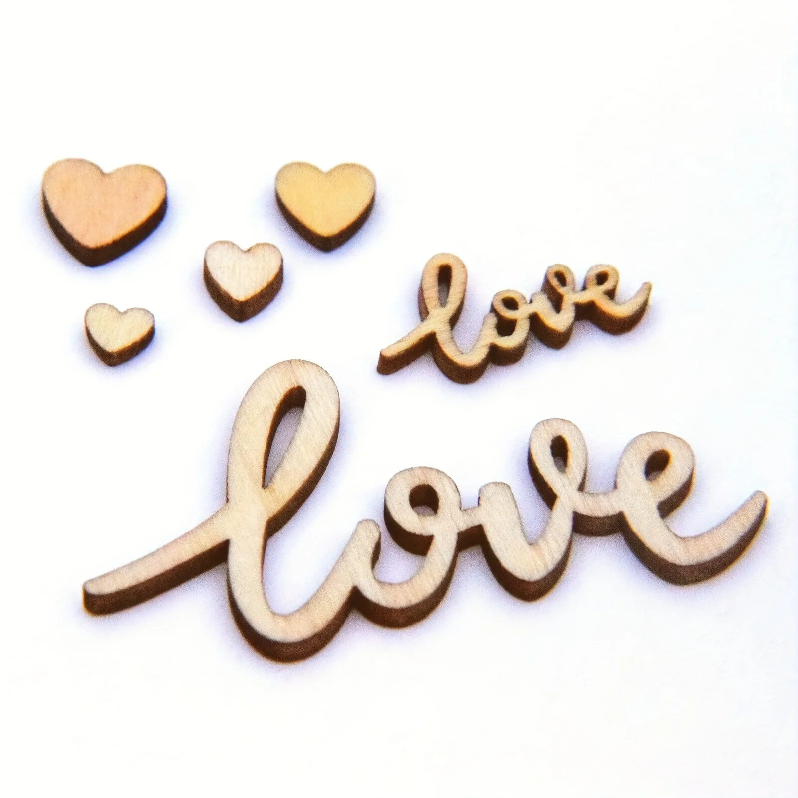 Box Set Of 100pcs Wooden Love Confetti And Mini Hearts White Natural Rustic Wedding Table Decorations DIY Cutouts Crafts 6-55mm