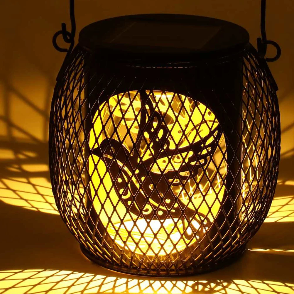 

Solar LED Garden Lights Power for Outdoors Powered Decorative Lamp Hollow Lanterns Hanging outside