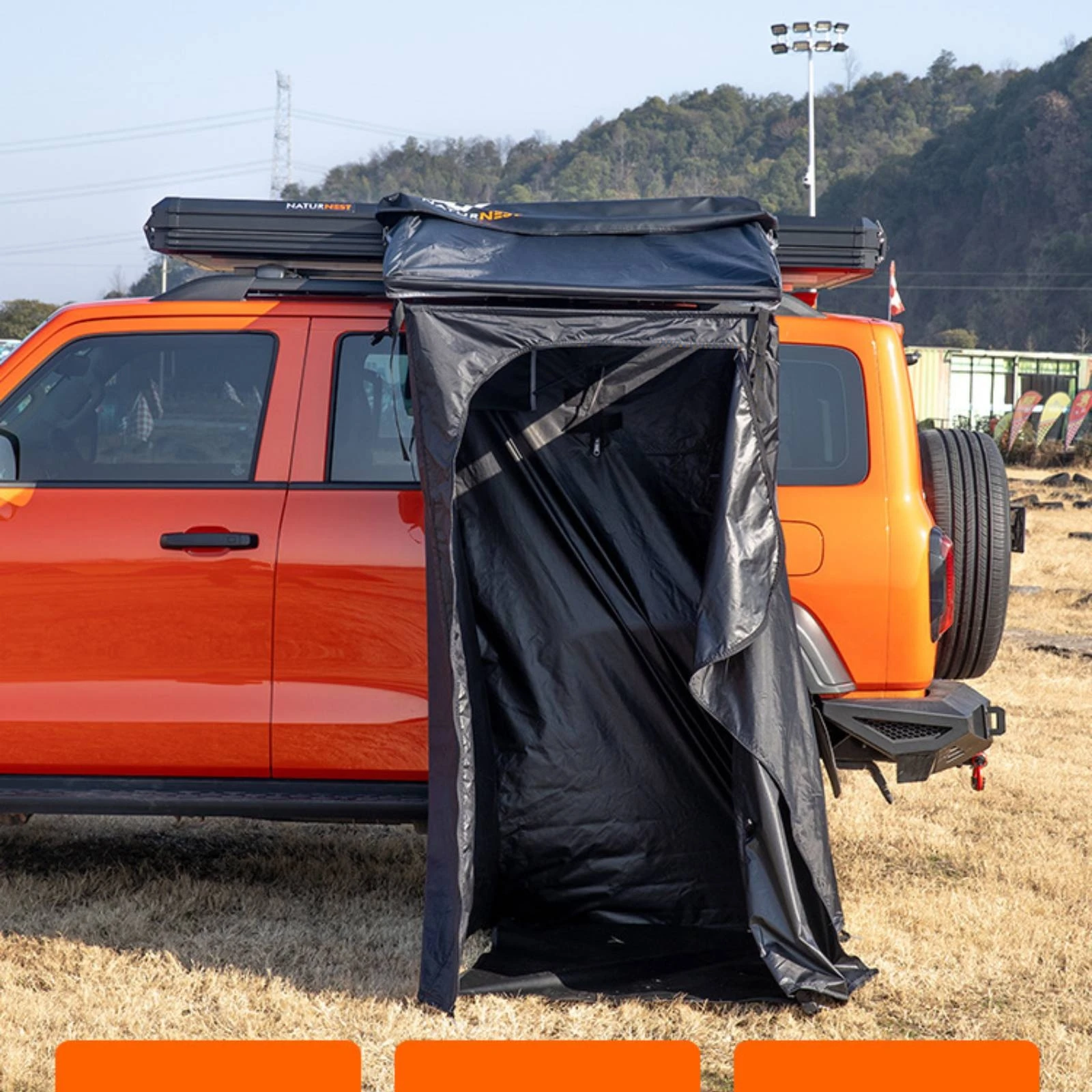 Car Shower Tent Moisture-Resistant Car-Side Tent with LED Light Portable Changing Room Private Weatherproof for Overlanders view 6