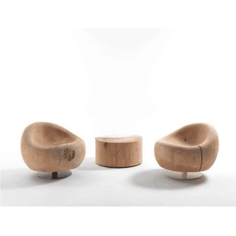 Solid wood small wood round coffee table Nordic fashion creative root carving chair corner few sides