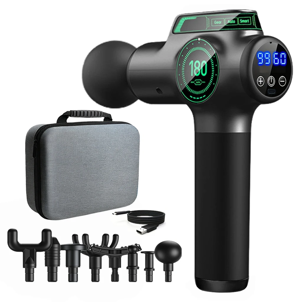 Pistola masajeadora eléctrica profesional con estuche para recuperación muscular, terapia de masaje de percusión de alta potencia, regalo Ideal para el dolor de espalda