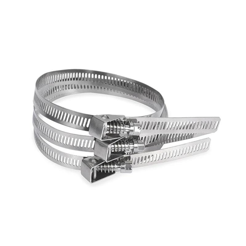 304 Stainless Steel Cable Ties Quick Release Hose Clamp Straps Extra Long Adjustable Car Fuel Pipe Hose Clips with Screw Buckle