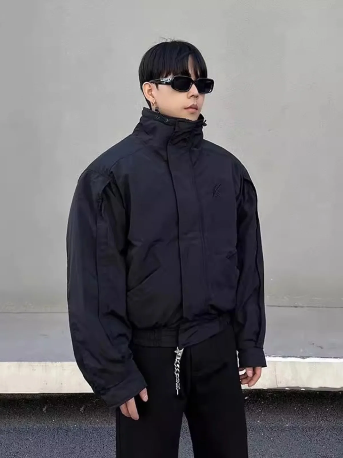 

Men's Winter Cotton Jaet ort Boxy Fit Stand Collar Loose Versatile Warmth American Retro Sle Youth Trend Stand Size