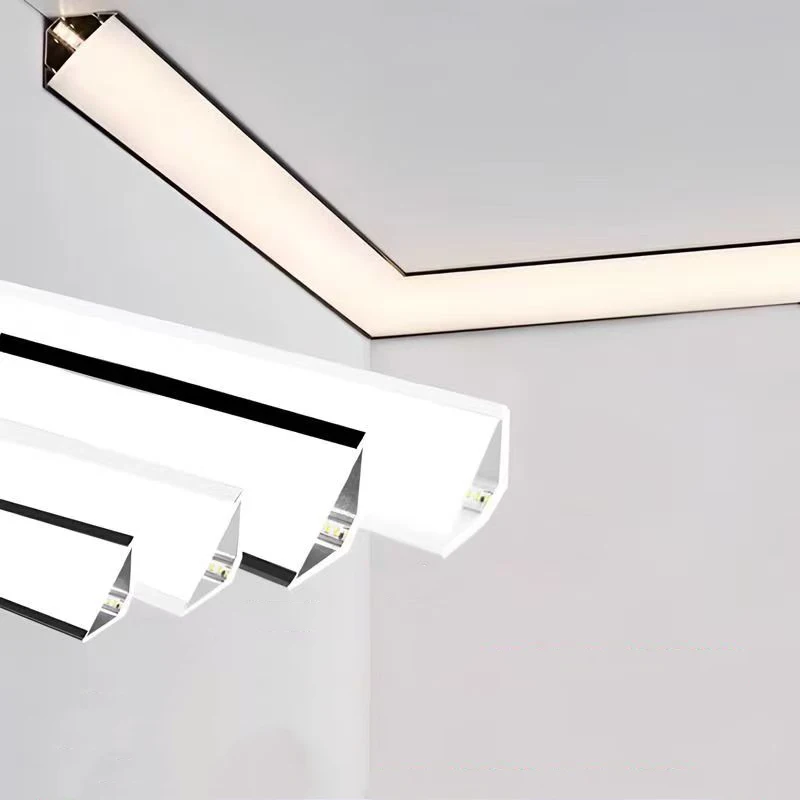 45° Oblique Beam Aluminum Profile V-type LED Ceiling Wall Washing Hard Bar Lights Desk Curtain Stair Decor Reflective Strip