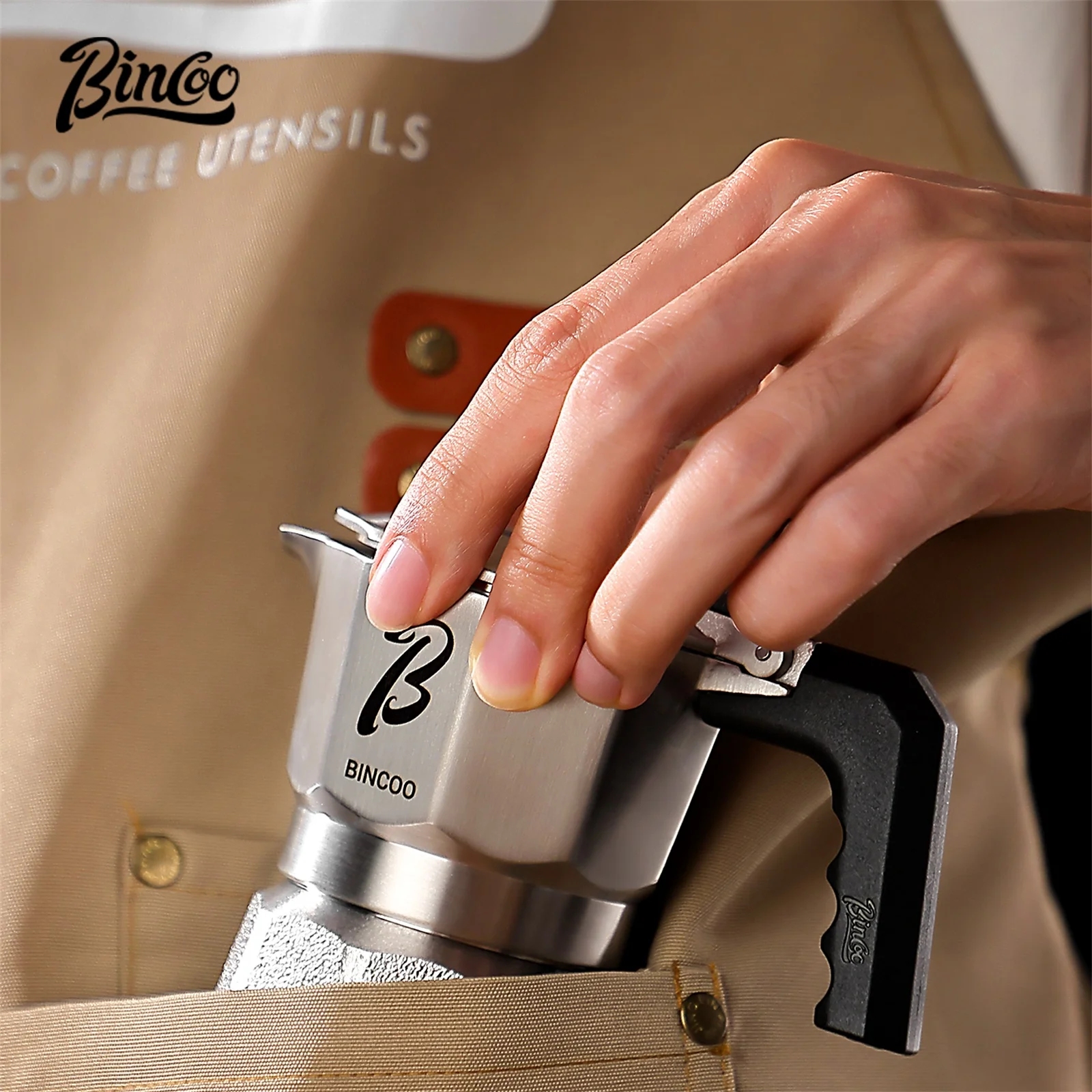 ماكينة صنع القهوة Bincoo Professional Mini 3 صمامات 316 من الفولاذ المقاوم للصدأ، فلتر عالي الكثافة مع صمام تعزيز السيليكون