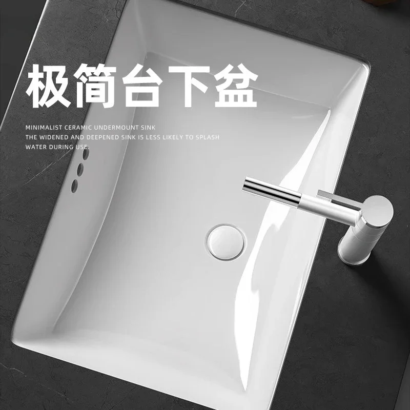 Undercounter basin wash basin ceramic embedded arc bottom square bathroom washbasin