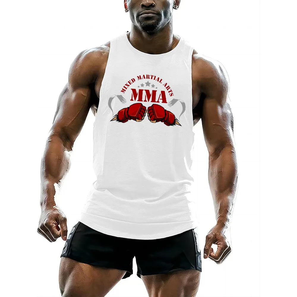 Boxing vest Dry Fit T-Shirt Sleeveless Vest For Men Outdoor Run Shirt Casual Athletic Jersey Pattern Fitness Men's clothing top