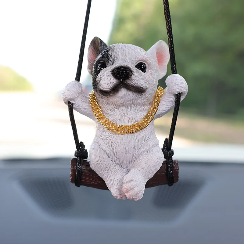 Car Interior Hanging Decorations French Bulldog Puppy Figures Car-mounted Rearview Mirror Pendant Ornament Accessories Toys