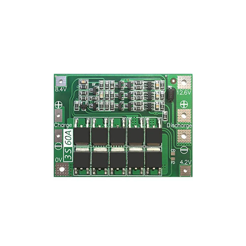 3S 60A Li-ion Lithium Battery Charger Protection Board 18650 BMS For Drill Motor 12.6V Enhance/Balance