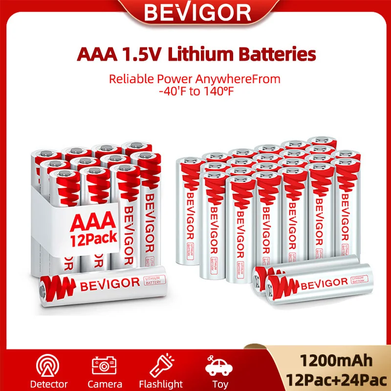 

BEVIGOR AAA Lithium Batteries 36PCS Lithium Iron Triple A Batteries 1.5V 1200mAh Longer Lasting AAA Batteries For Flashlight Toy