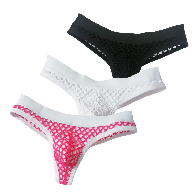

3PCS Men Thongs Breathable Mesh Men's Sexy T Pants Simple Lingerie Jockstrap Panties Thong Sissy Panties Jockmail