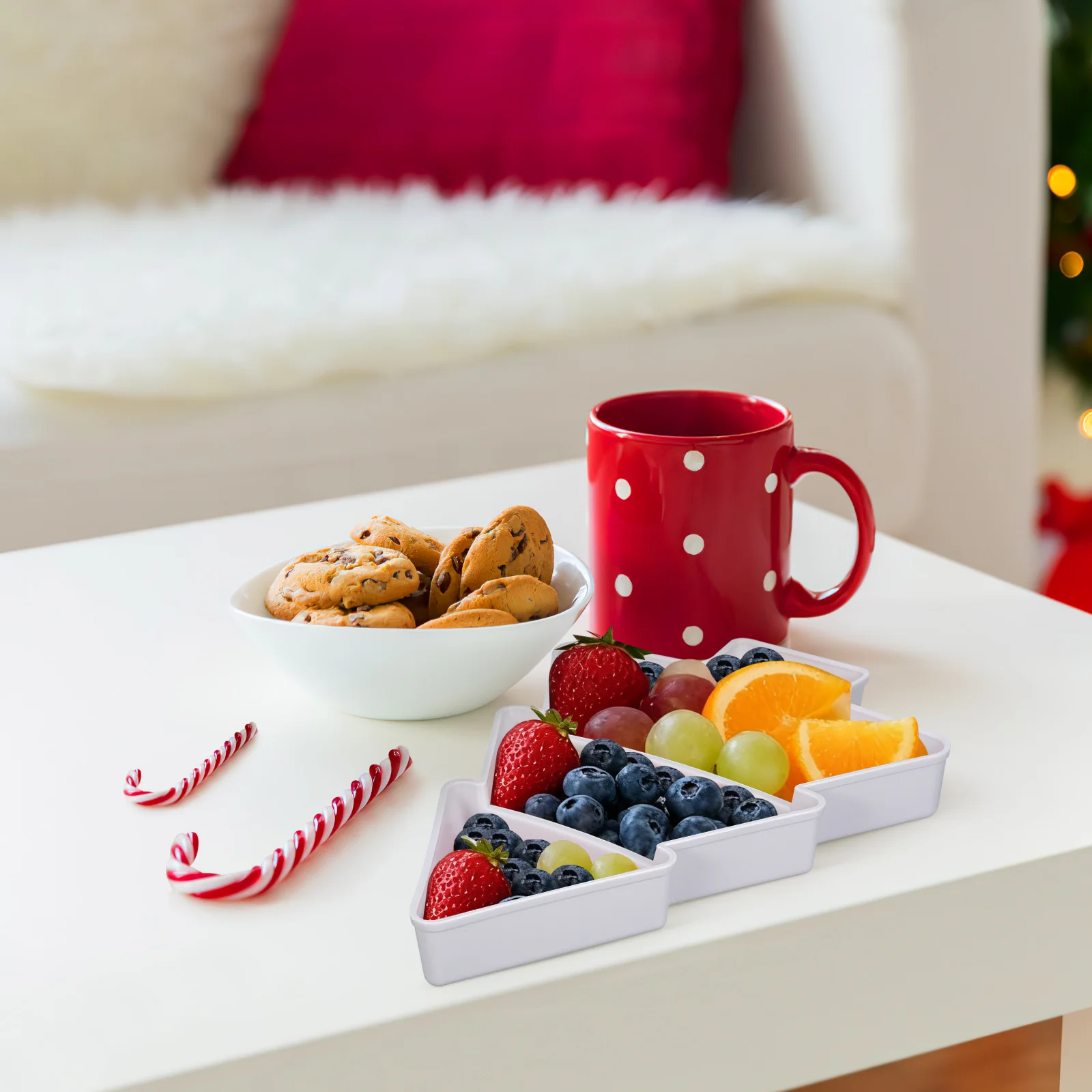 

Grey Christmas Tree Shape Fruit Plate Portable Dish Serving Tray Household Plastic Multi Use Storage Organizer