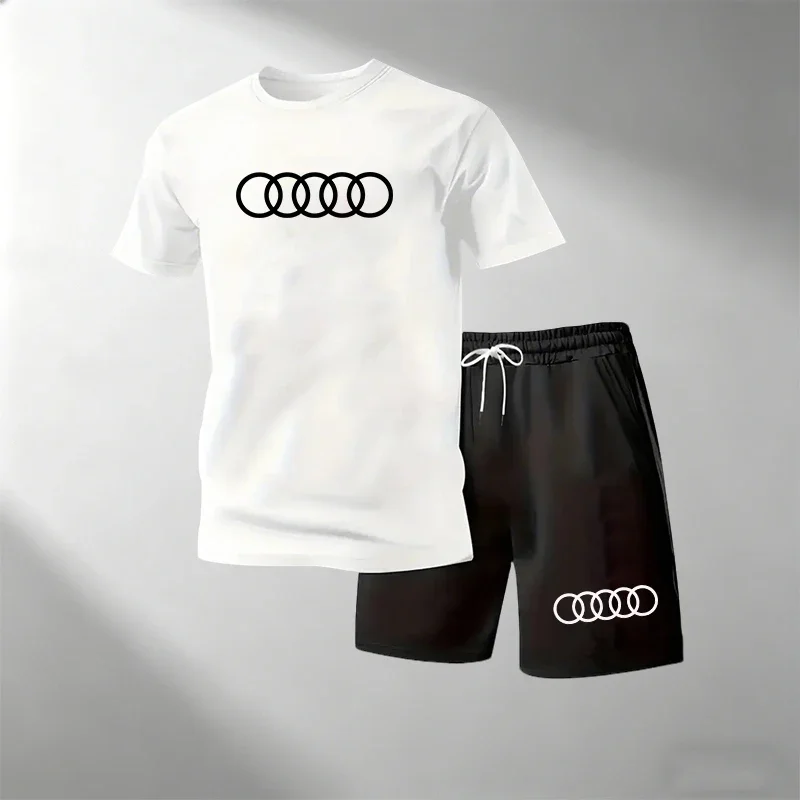 

Hot Sale Men's Summer T-Shirts and Shorts Sets Loose Casual Crew Neck Short Sleeve Printed Two Piece Sportswear Streetwear