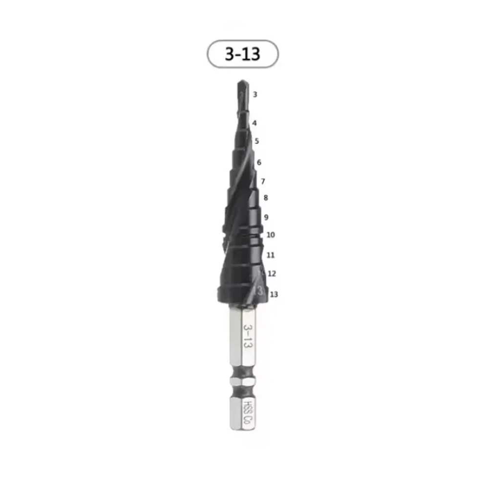 A20I 3-13mm Hex Shank HSS Co M35 Cobalt Step Drill Bits for Stainless Steel Iron Drilling
