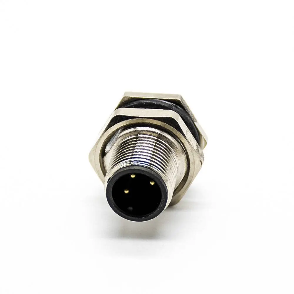 conector-de-painel-m12-macho-3-pinos-codigo-a-180-°-contatos-de-pcb-a-prova-d'Agua-com-fixacao-frontal