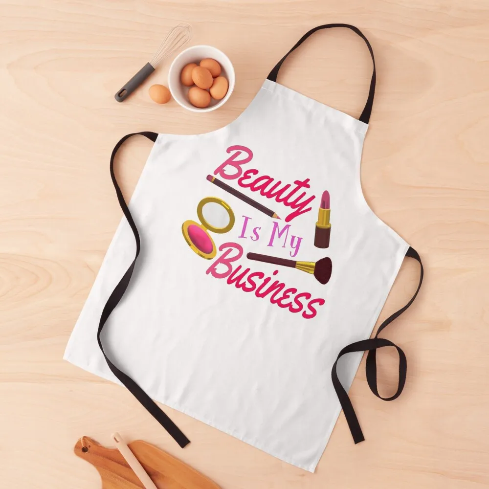 

Beauty Is My Business - Quote for Makeup Lovers, Artists and Cosmetologists. (Pink and Purple Letters on White Backgroun Apron