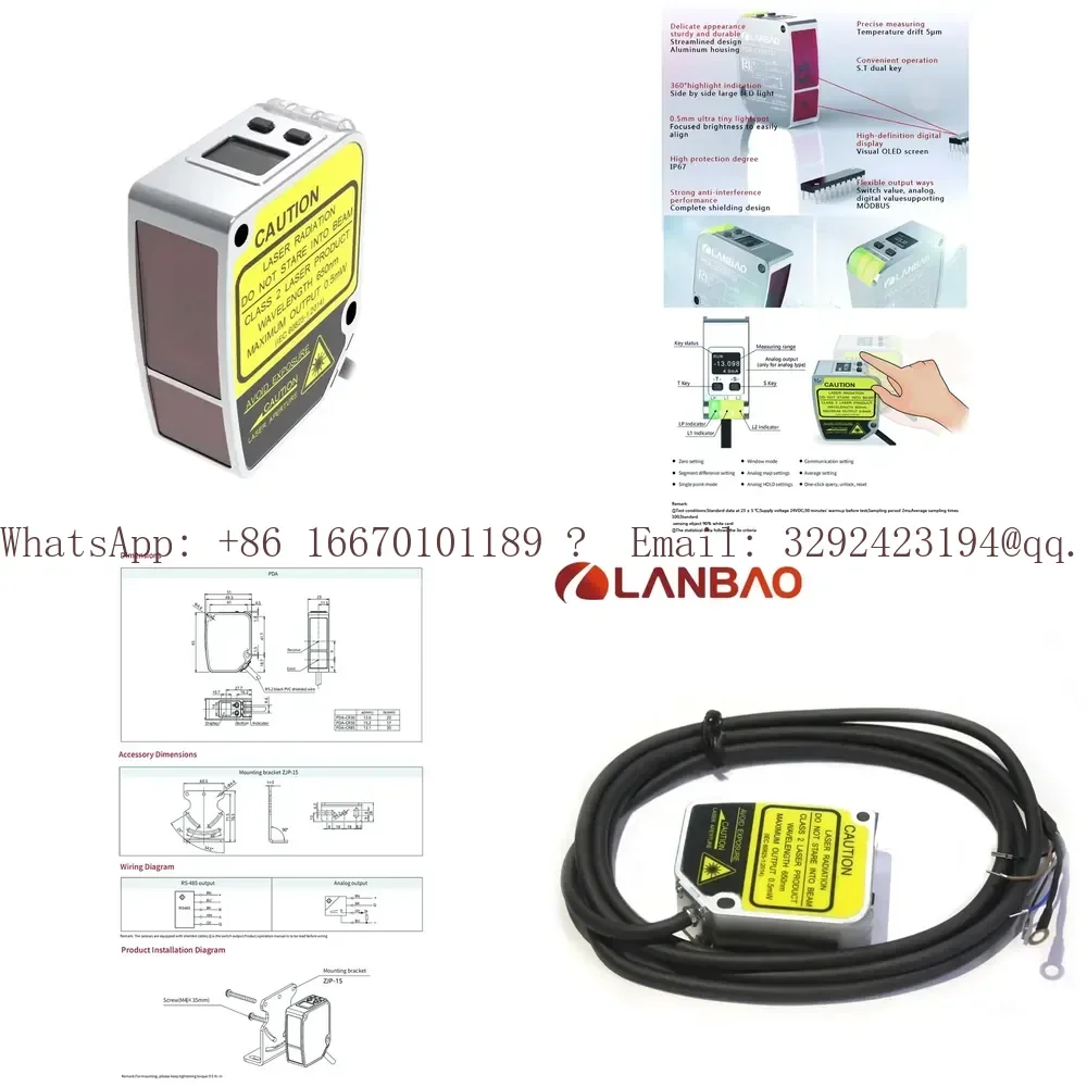Lanbao PDA 65mm High Resolution Rs485 20ma Digital Ir Displacement Photoelectric Sensor