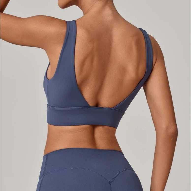 Reggiseno sportivo da yoga ad alto supporto per donna, top da allenamento con schiena scoperta e abbigliamento da palestra fitness da corsa per yoga a fascia larga