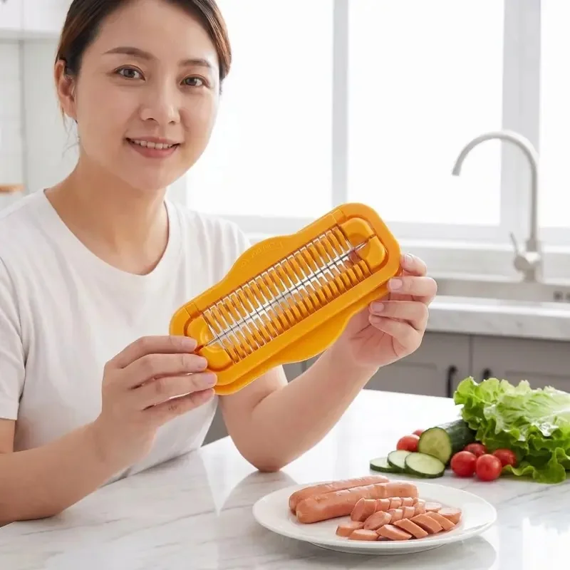 Creative Stainless Steel Ham Slicer Manual Efficient Hot Dog Slicer Time-Saving Sausage Helper Vegetable Slicing JJ4729