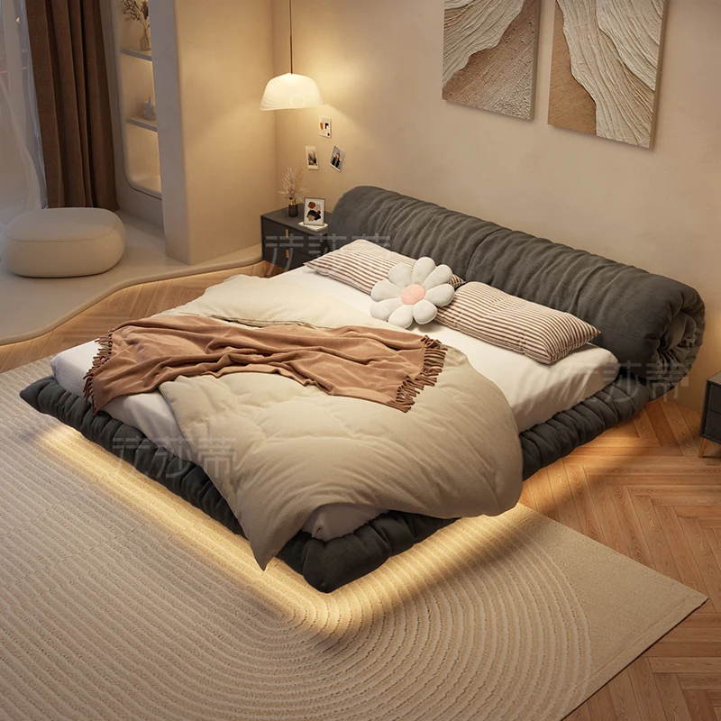 Suspended Bed Nordic Quiet Wind Master Bedroom Modern Simple Double Italian Network Saffron Roll Floor Bed