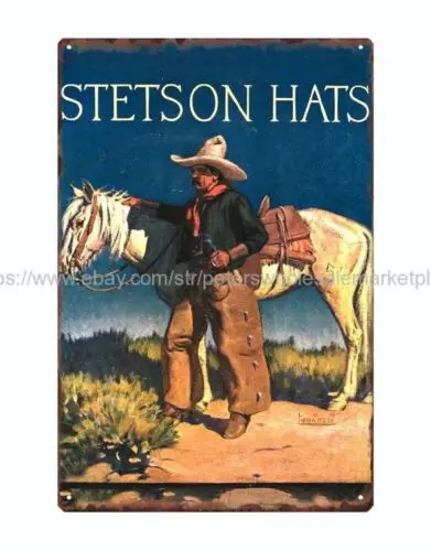 Stetson hats Ad metal tin sign garage renovation tin sign