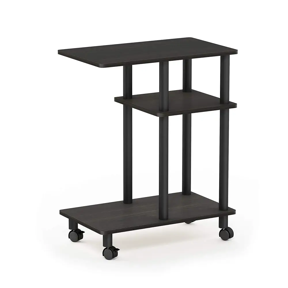 

Turn-N-Tube C Shaped Side Table With Casters, Espresso/Black