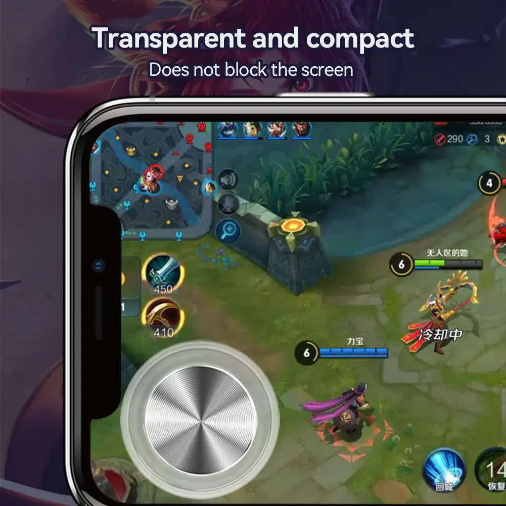 Round PUBG Mobile Gaming Controller Suction Up Game Joystick Rocker 360 Degree Control Metal Button For Tablet Android Iphone