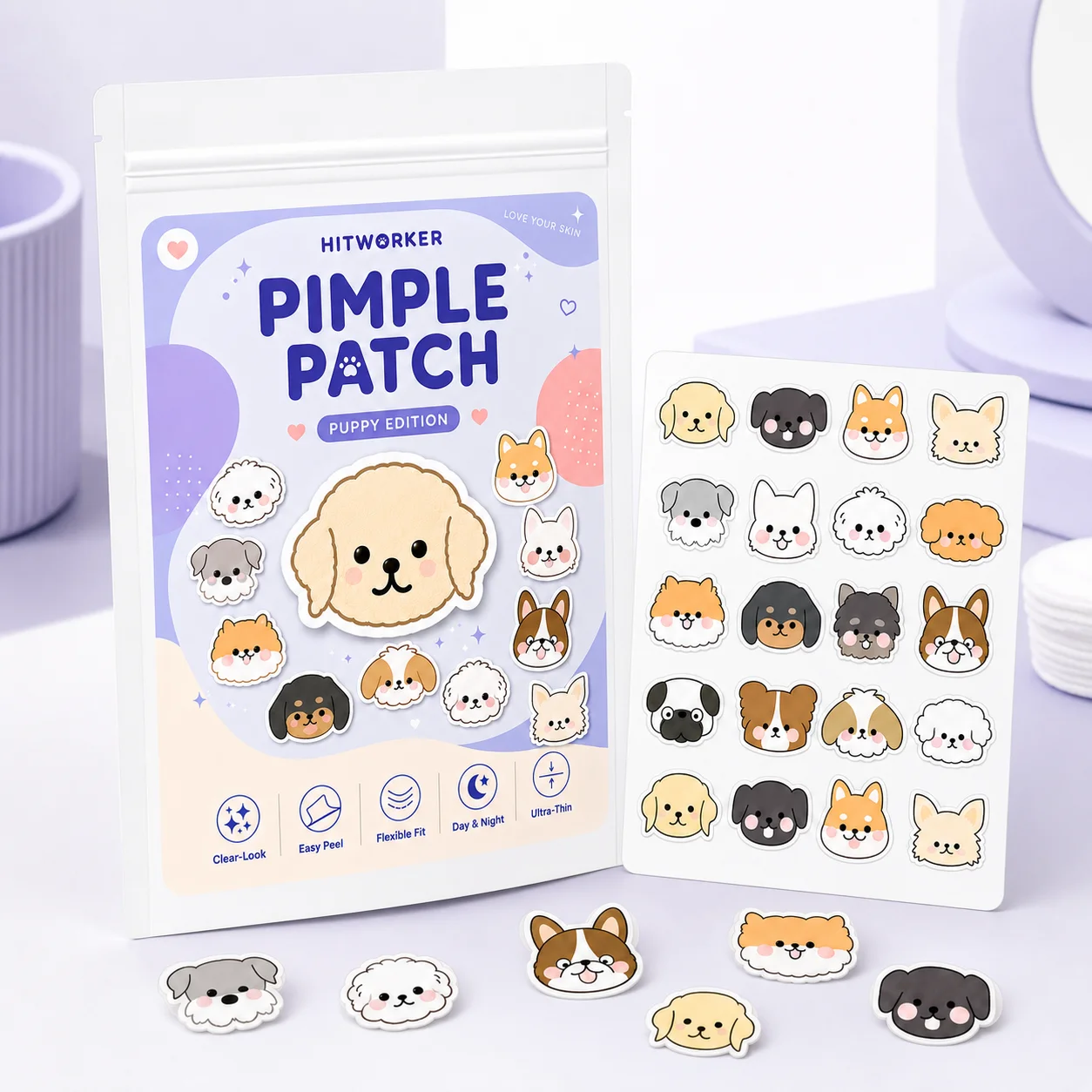 100PCS Pimple Cover Patches, Clear-Look Hydrocolloid Beauty Patches For Day And Night Use, Easy Peel Spot Cover