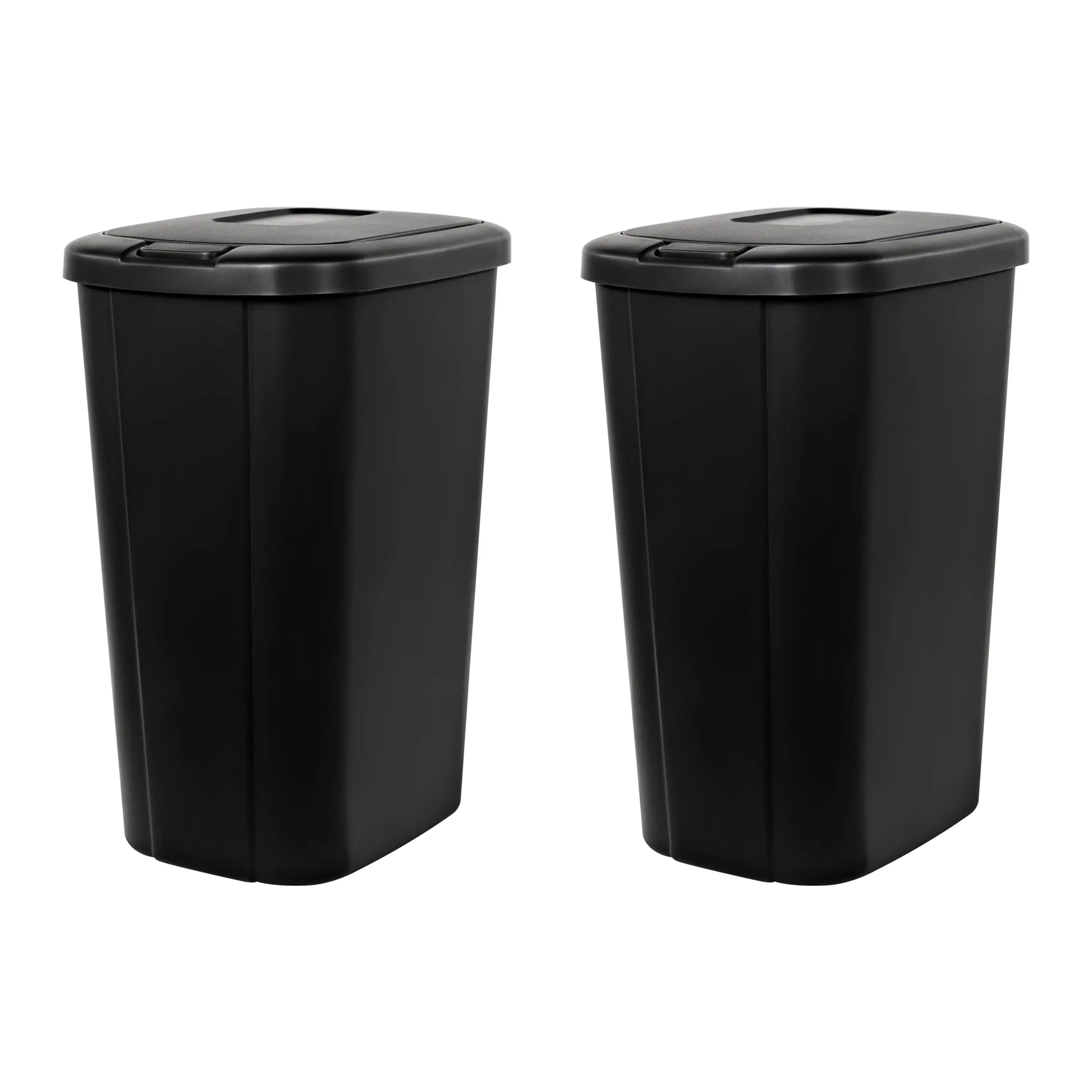 13.3 Gallon Trash Can, Plastic Touch Top Kitchen Trash Can, Black 2 Pack Perfect environment Bathroom, office or dormitory