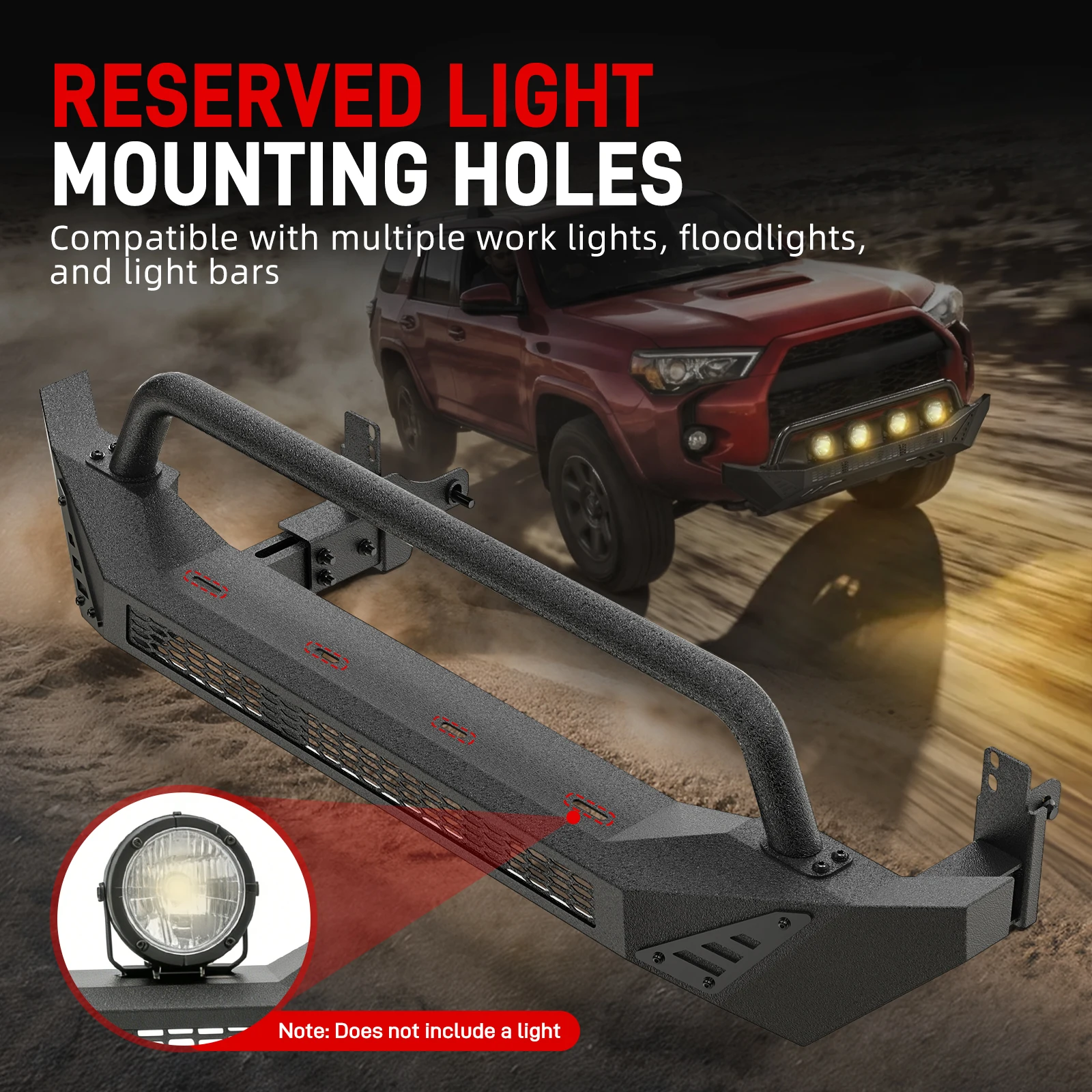 (US Stock) BEVINSEE Steel Front Bumper Cover Shell For Toyota 4runner 2014-2024