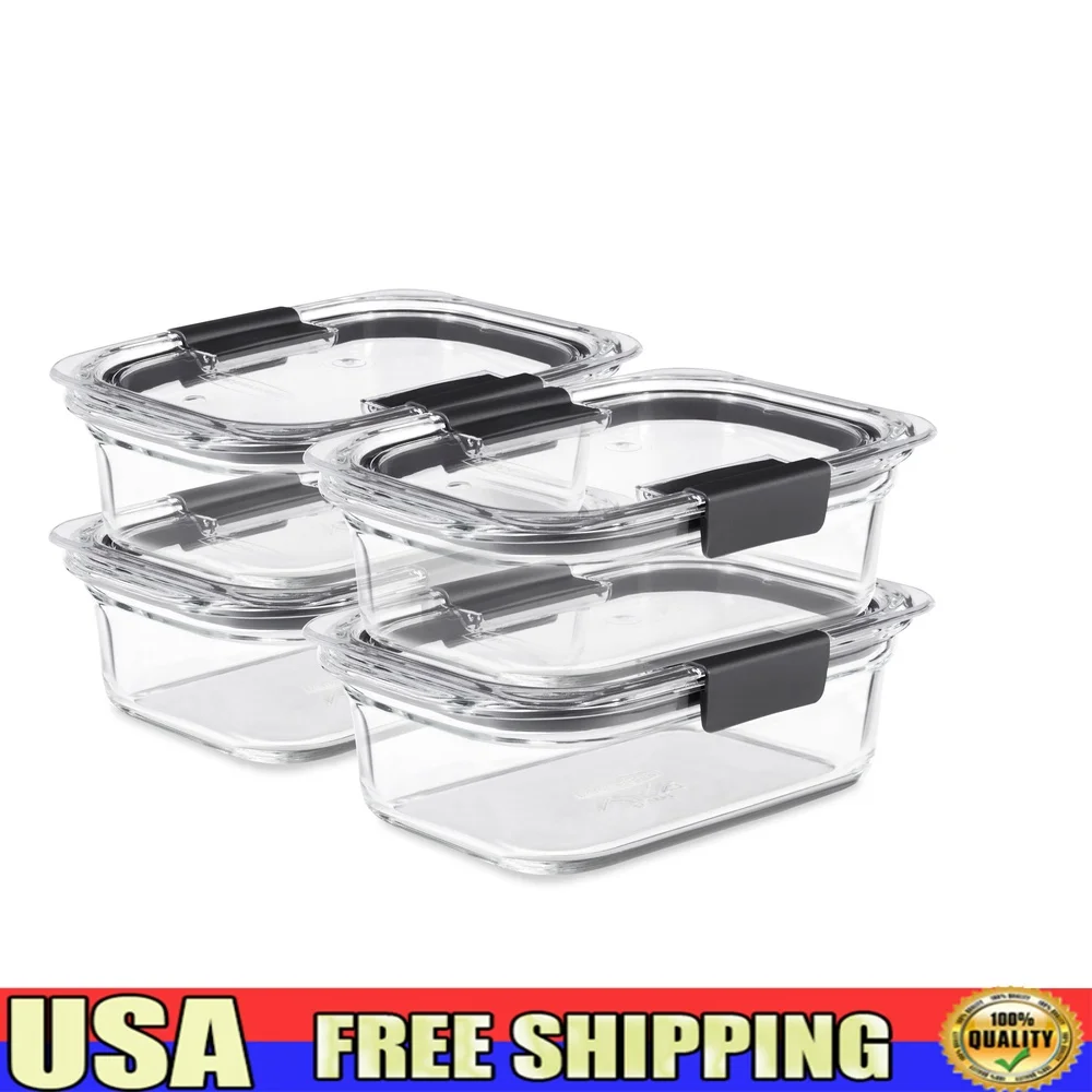 

Airtight Glass Food Storage Containers Set of 4 with Latching Lids Microwave Oven Safe Leak Proof Stain Resistant Modular Design