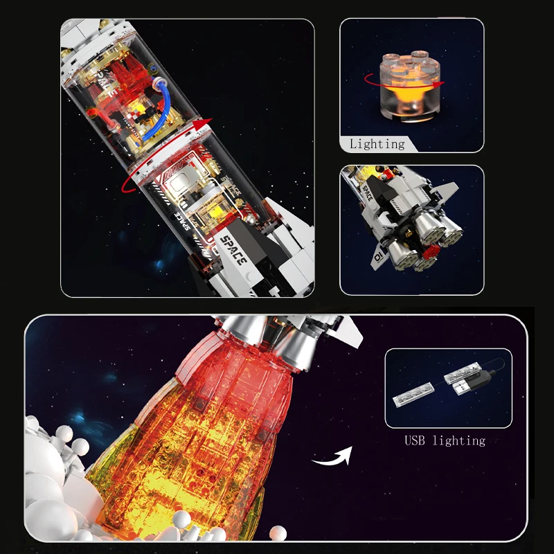 Rakieta kosmiczna Kosmita Statek kosmiczny Astronauta Klocki Kreatywny montaż ozdoba puzzle zabawka prezent