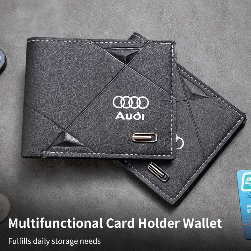 Car Men Fashion Short Wallet Coin Purse Credit Card Organiser Bag For Audi Ailroad TT A3 A4 A6 A5 Q5 A1 Q7 Q3 A8 Q2 A7 S7 S8 