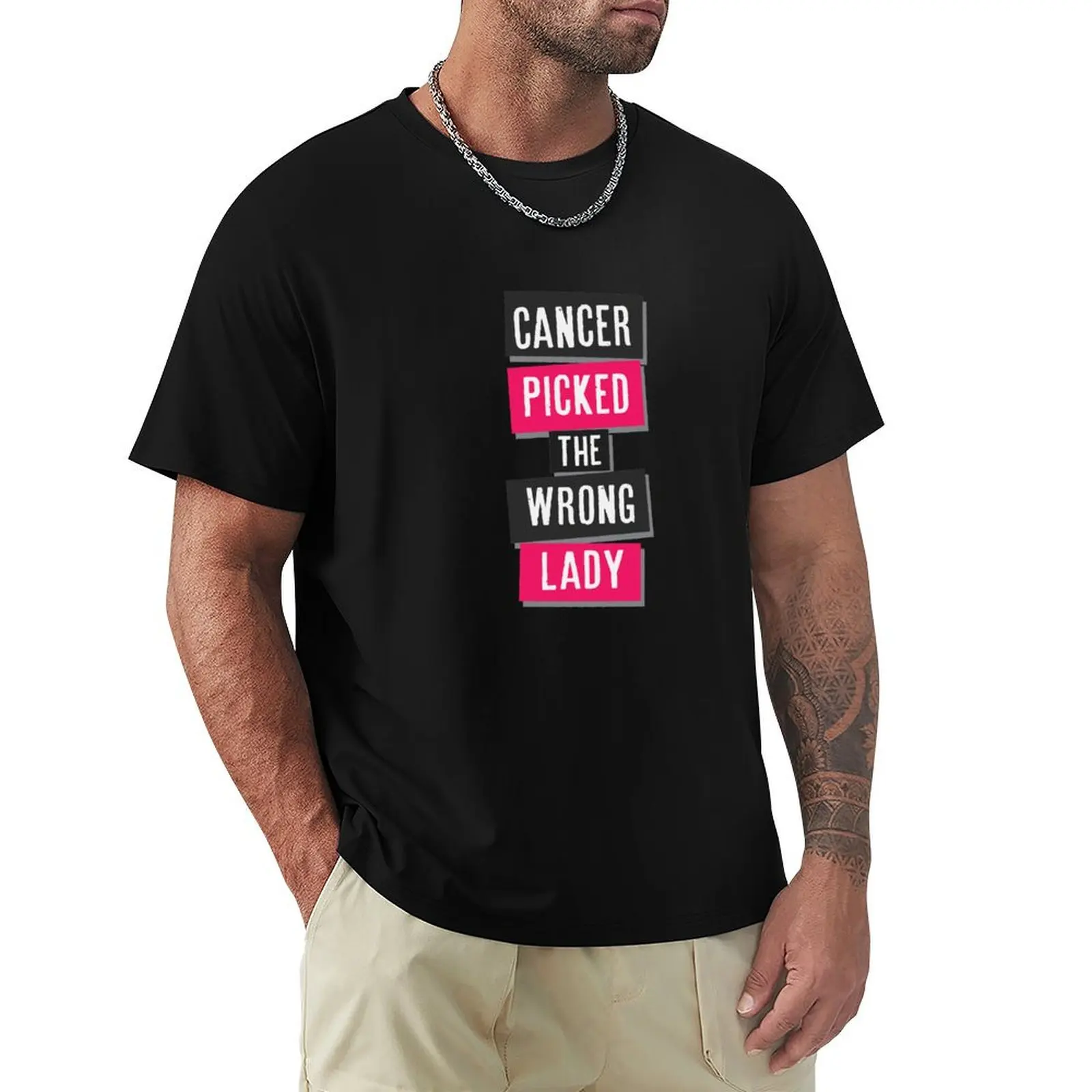 Cancer Picked the Wrong Lady - Cancer Survivor Gifts T-Shirt anime t shirts oversize T-Shirt