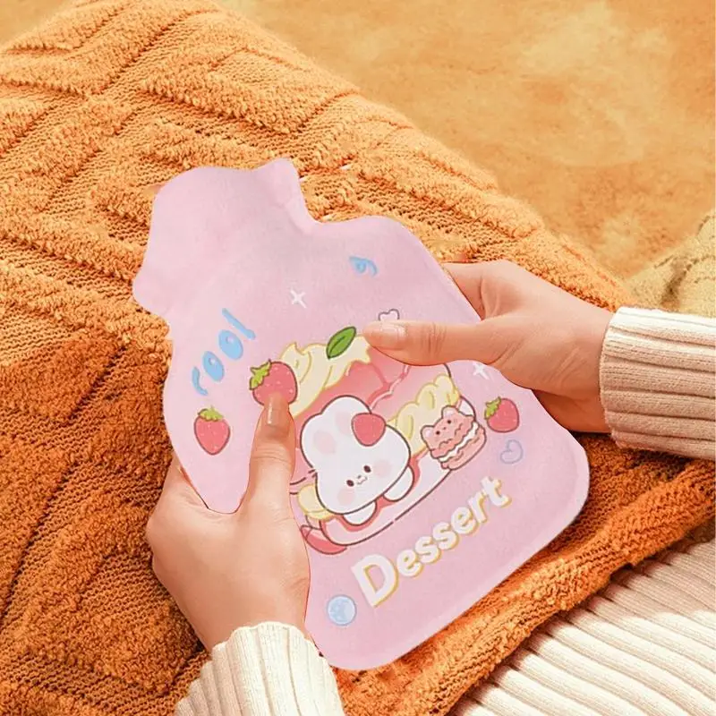 Hot Water Bag Hand Warmer Winter Plush Hot Water Bottle Cute Cartoon Design Plush Hand Warmer for School Travel Home Outdoor