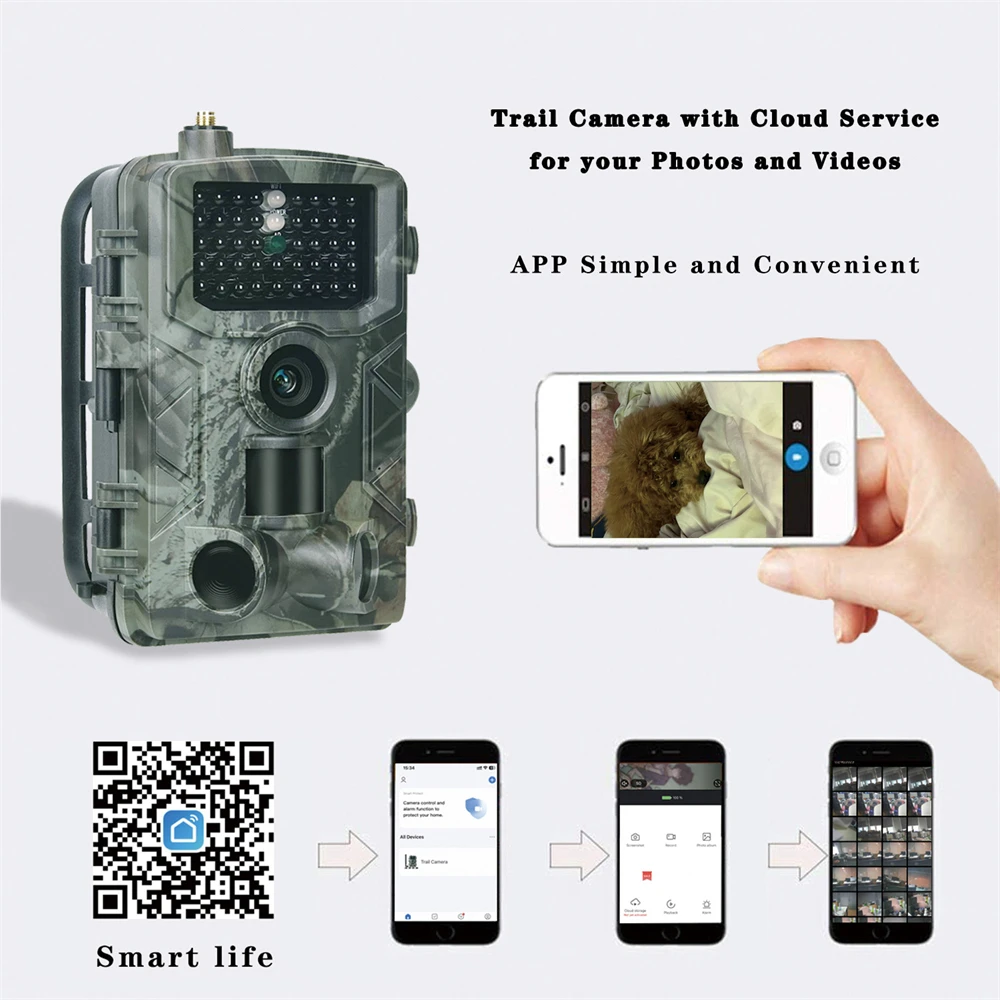 30MP 2K 4G Outdoor Infrared Hunting Camera Remote Mobile APP Control to View Photo Video Night Vision Trap Game Waterproof Cam