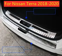 For Nissan Terra 2018-2020 Car Stainless steel Rear guards Trunk Inside and Outside Tail Box Bumper Pedal Plate Panel Car Style