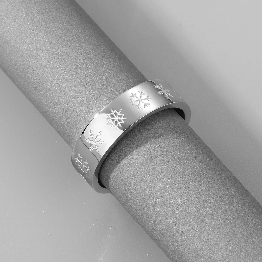 Stainless Steel Golden Snowflakes Silicone Wedding Ring for Women Personalized Xmas Gift Silicone Ring Wife - Image 5