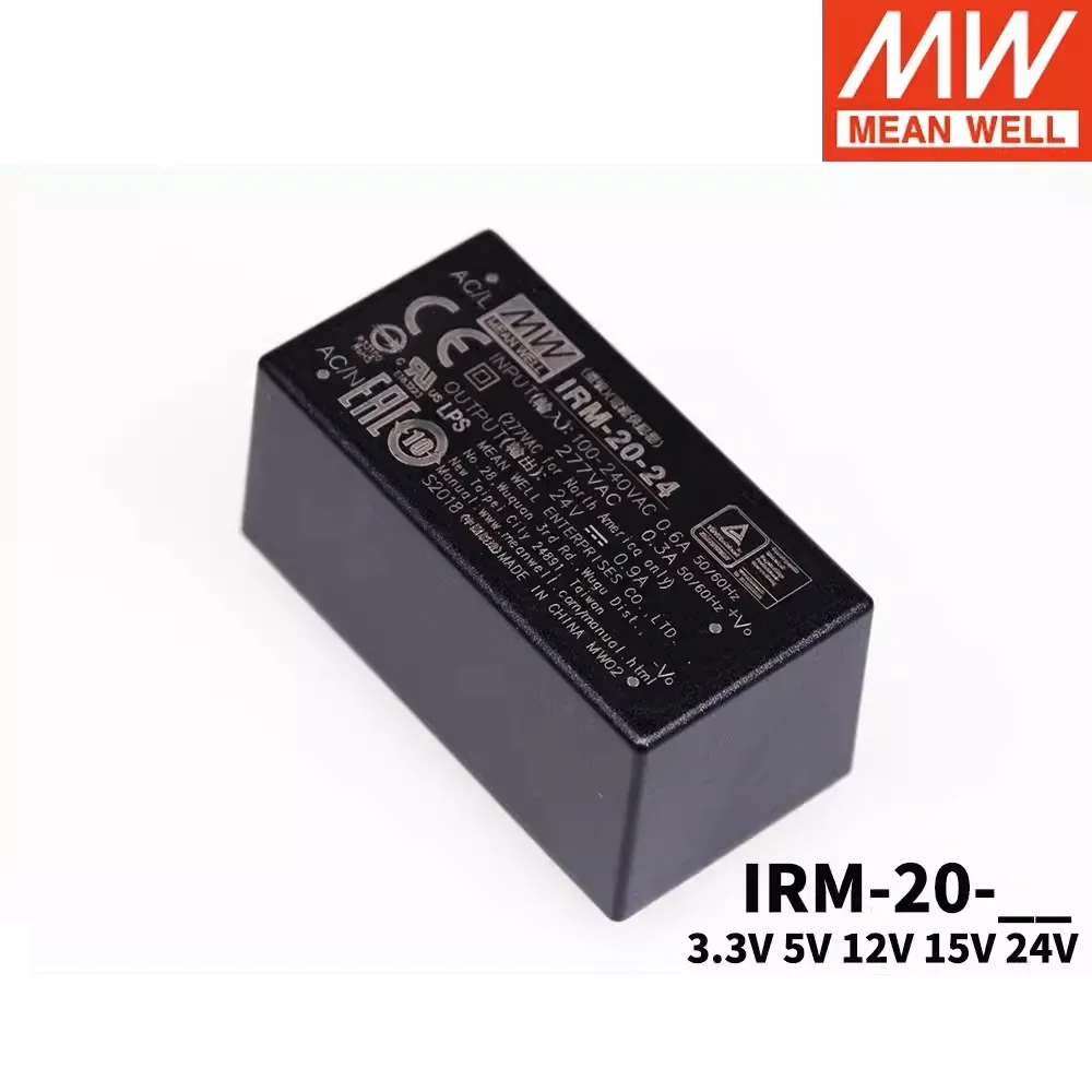 يعني جيدا IRM-20 AC-DC PCB-Mount وحدة الطاقة الخضراء 3.3 فولت 5 فولت 12 فولت 15 فولت 24 فولت دبوس نوع تحويل التيار الكهربائي للمعدات الكهربائية