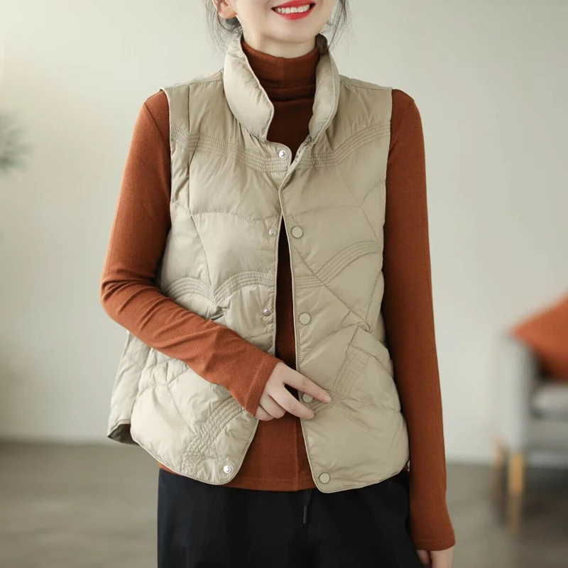 Women's Cotton Vest 2024 Autumn Winter Fashion Simplicity Comfortable Down Cotton Waistcoat Temperament Versatile Ladies Jacket