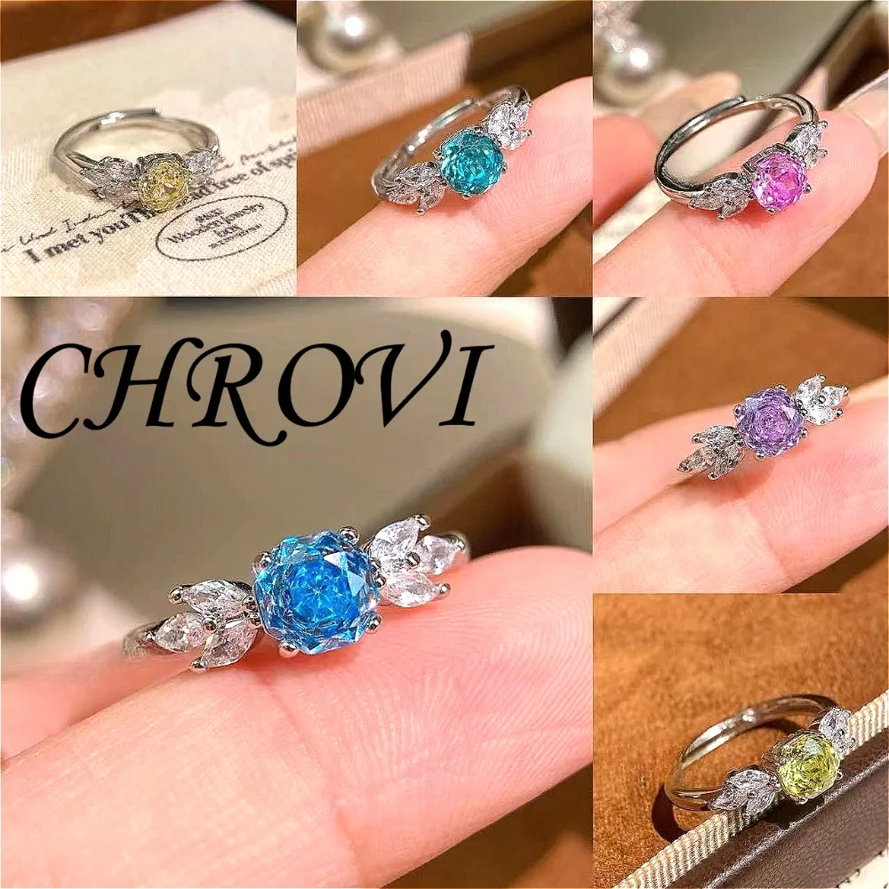 925 Sterling Silver Millennium Rose Fashion Light Luxury High-End Lace Pink Diamond Ring