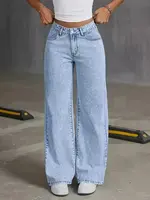 2026 New American Fashion Women's Loose Casual Wide Leg Straight Denim Jeans Baggy Streetwear Pants All Season Trousers