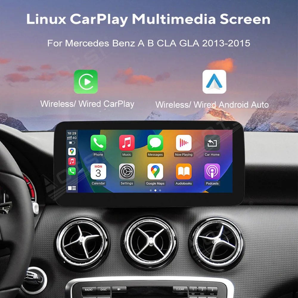 12.3 Inch Linux Car Radio For Mercedes Benz A B CLA GLA 2013-2015 Multimedia Player CarPlay GPS Navigation QLED Screen Head Unit